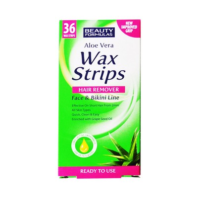 Beauty Formulas Wax Strips Aloe Vera hair removal smooth skin