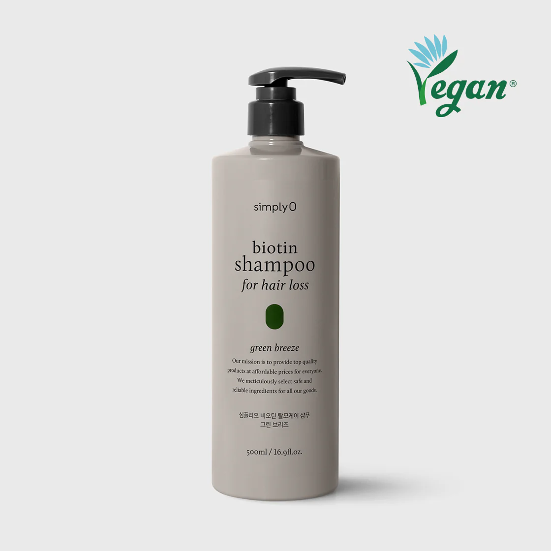 simplyO Biotin Shampoo for Hair Loss Green Breeze 500ml