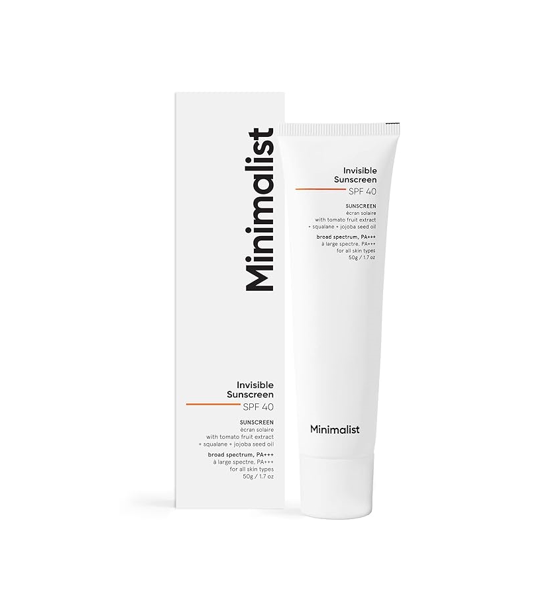 Minimalist Invisible SPF 40 Sunscreen broad spectrum sun protection lightweight sunscreen antioxidant rich sunscreen